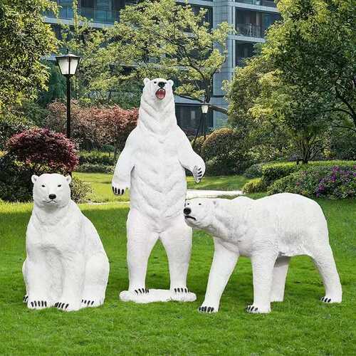 户外仿真动物玻璃钢北极熊模型雕塑小区草坪售楼部大型摆件装饰品