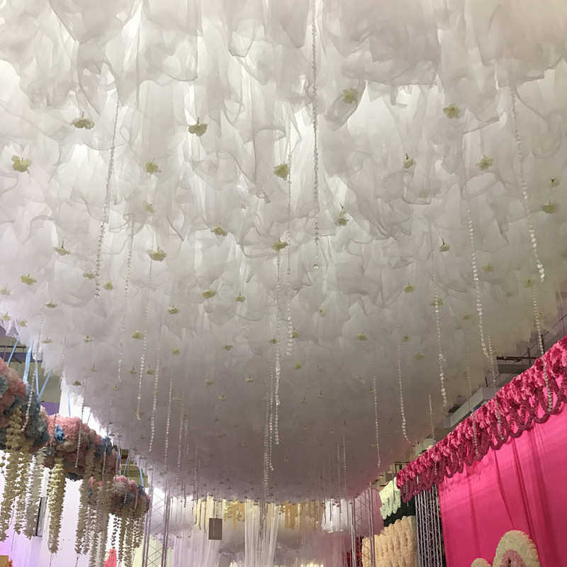 新款婚庆道具云顶纱吊顶装饰纱幔吊顶纱幔