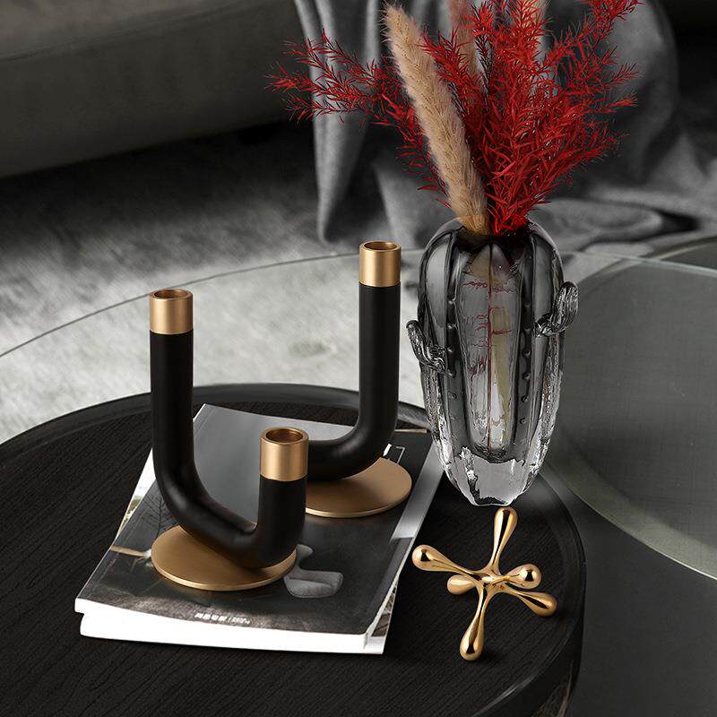 米洛思维北欧轻奢胡桃木蜡烛台餐厅餐桌烛光晚餐家用简约现代装饰