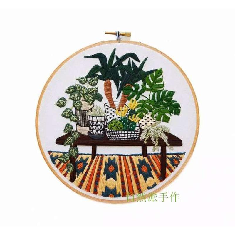 家居植物刺绣装饰画材料包可来图定制可售成品图片