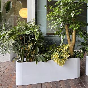 户外花坛铁艺花槽长方形花盆绿植造景阳台花箱庭院花园露台种植箱