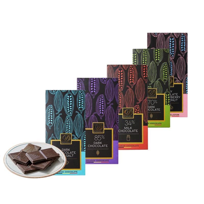 DONCKELS海盐味黑巧克力34%可可牛奶巧克力85%树莓香椰味红宝石