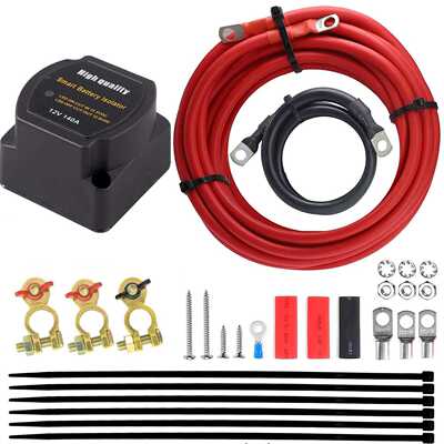 双电池隔离器套件 12V140A 电压敏感继电器完整 双电池自动充电器