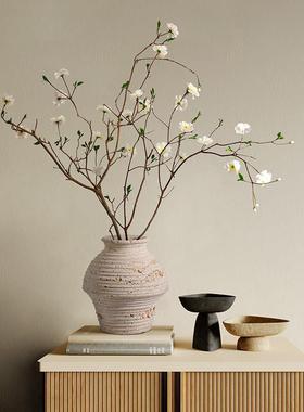 天然理侘石石底花瓶装饰大摆件寂风玄关客厅高级轻洞石奢简约