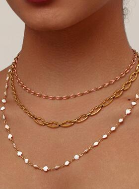 Clavicle necklace stainless steel gold-plated color