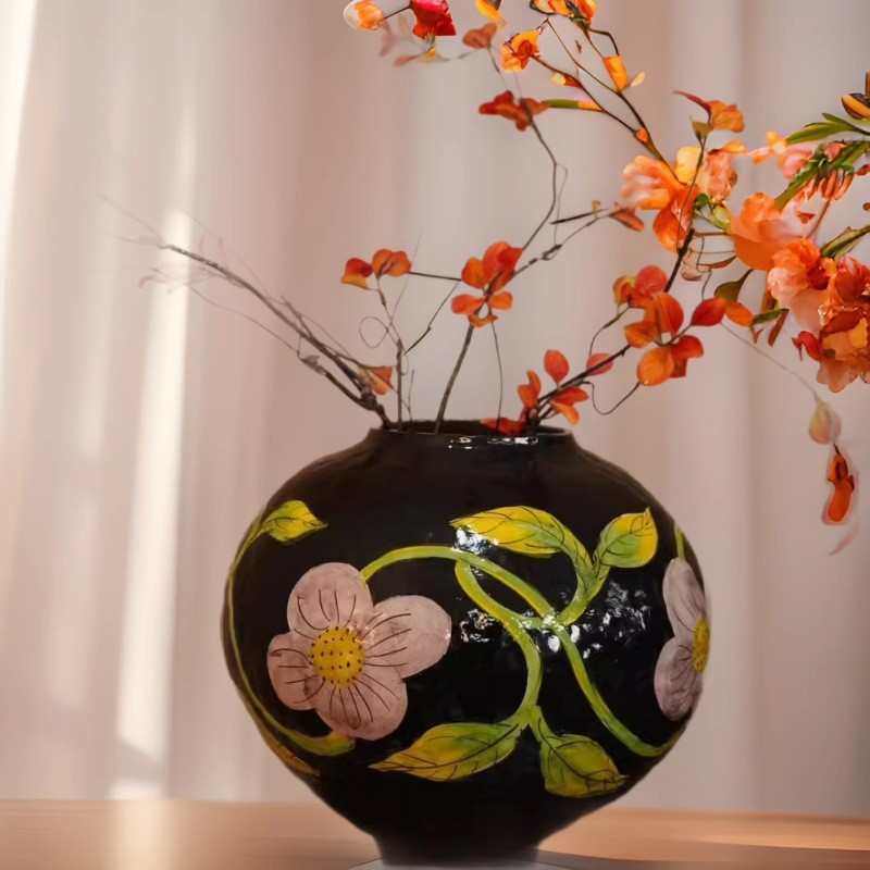 茶室花瓶创意家居陶瓷书房器陶罐拉花景德镇装饰品插花手工坯摆件,家居饰品,花瓶,淘宝优惠券,粉丝福利购,淘宝优惠卷