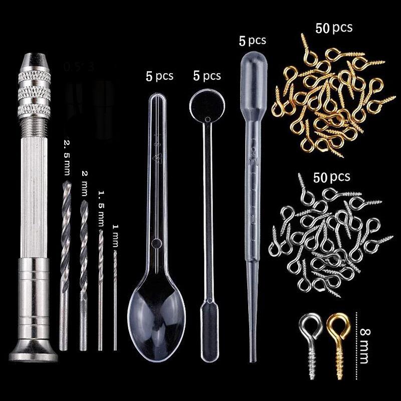 新款直销水晶滴胶模具套装手镯吊坠饰品工具组合配手捻钻头12色亮