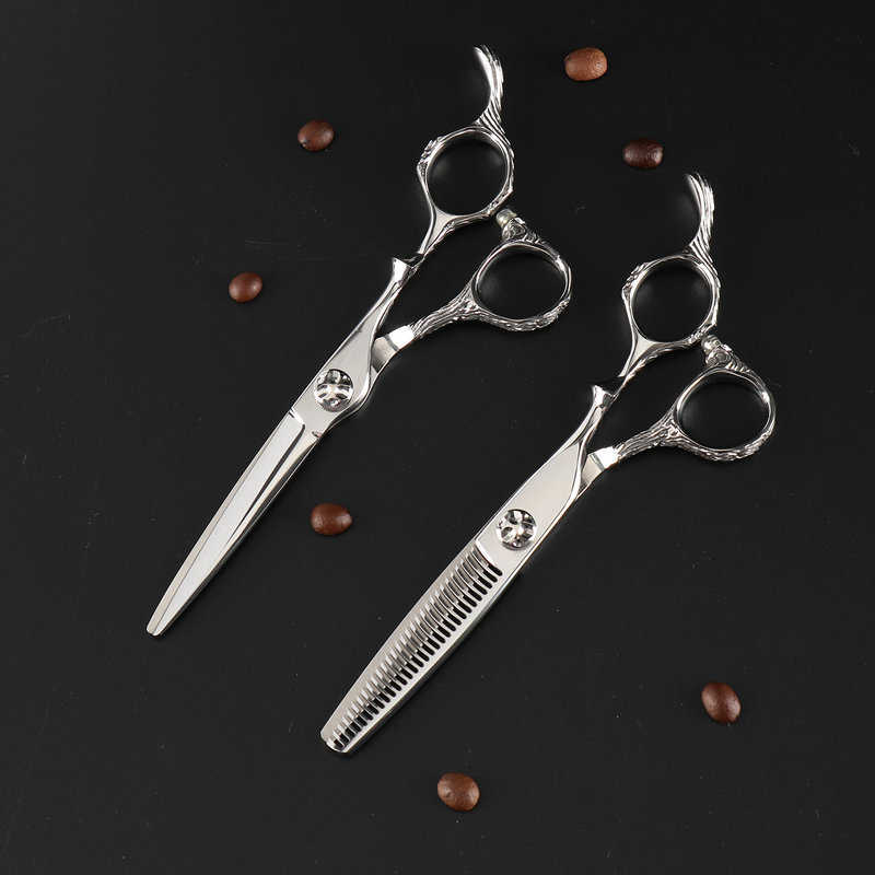 批发美发剪刀 发廊银色理发剪刀 440C钢材子平牙剪刘海剪剪子