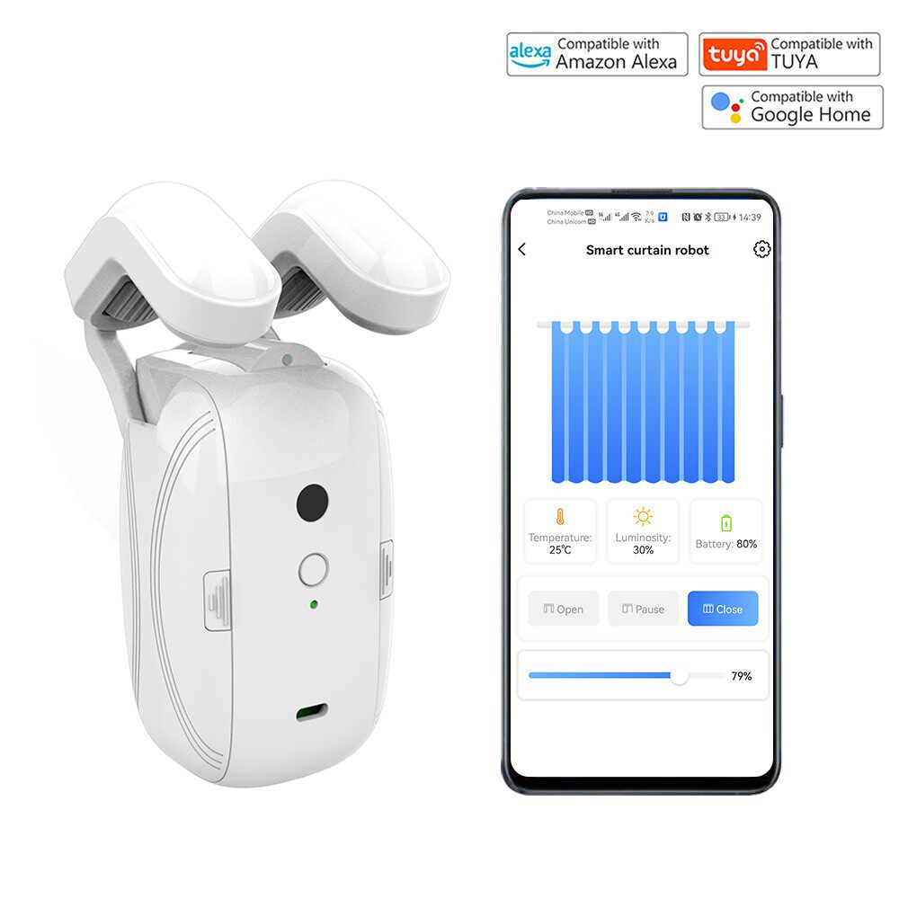 涂鸦蓝牙智能窗帘机智能家居免布线语音无线遥控电动窗帘伴侣