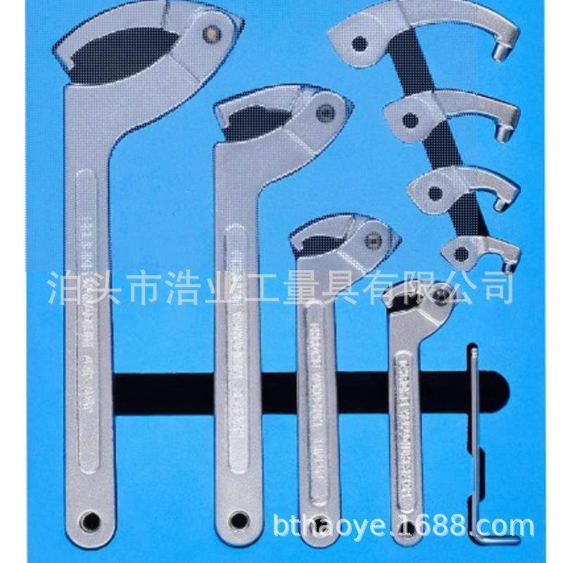头牙扳手方头C型可调节钩929扳手236寸圆英制可换头勾扳手4月套装