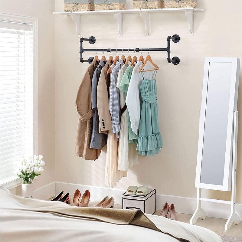 工业风铁艺服装架水管做旧展示架服装店实体店上墙式陈列架直销