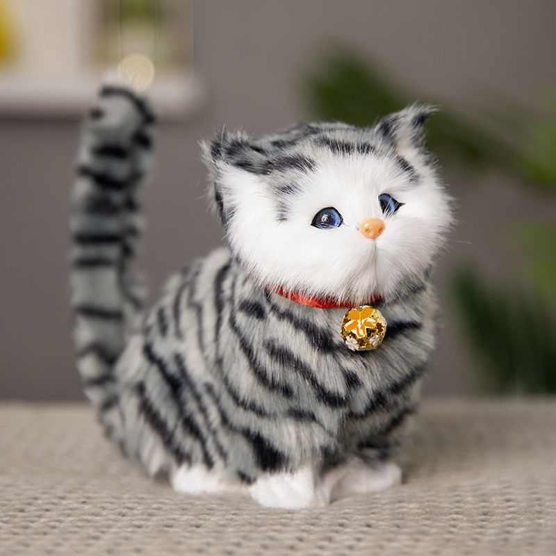摇尾巴小猫咪会叫玩偶儿童毛绒玩具公仔仿真小猫摆件送孩子女朋友