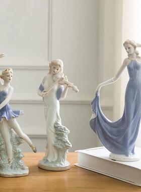 欧式家居装饰品陶瓷摆饰客厅酒柜电视柜房间西洋美女陶瓷工艺品