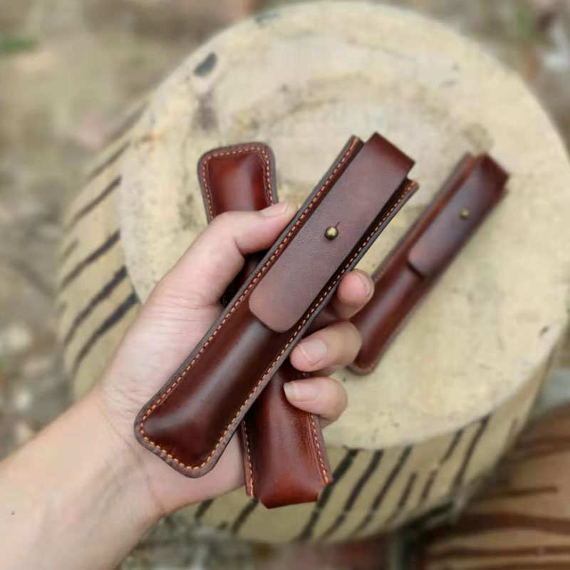 头层牛皮 凌美钢笔笔套 笔袋 笔盒 真皮纯手工牛皮 单支 防摔笔筒