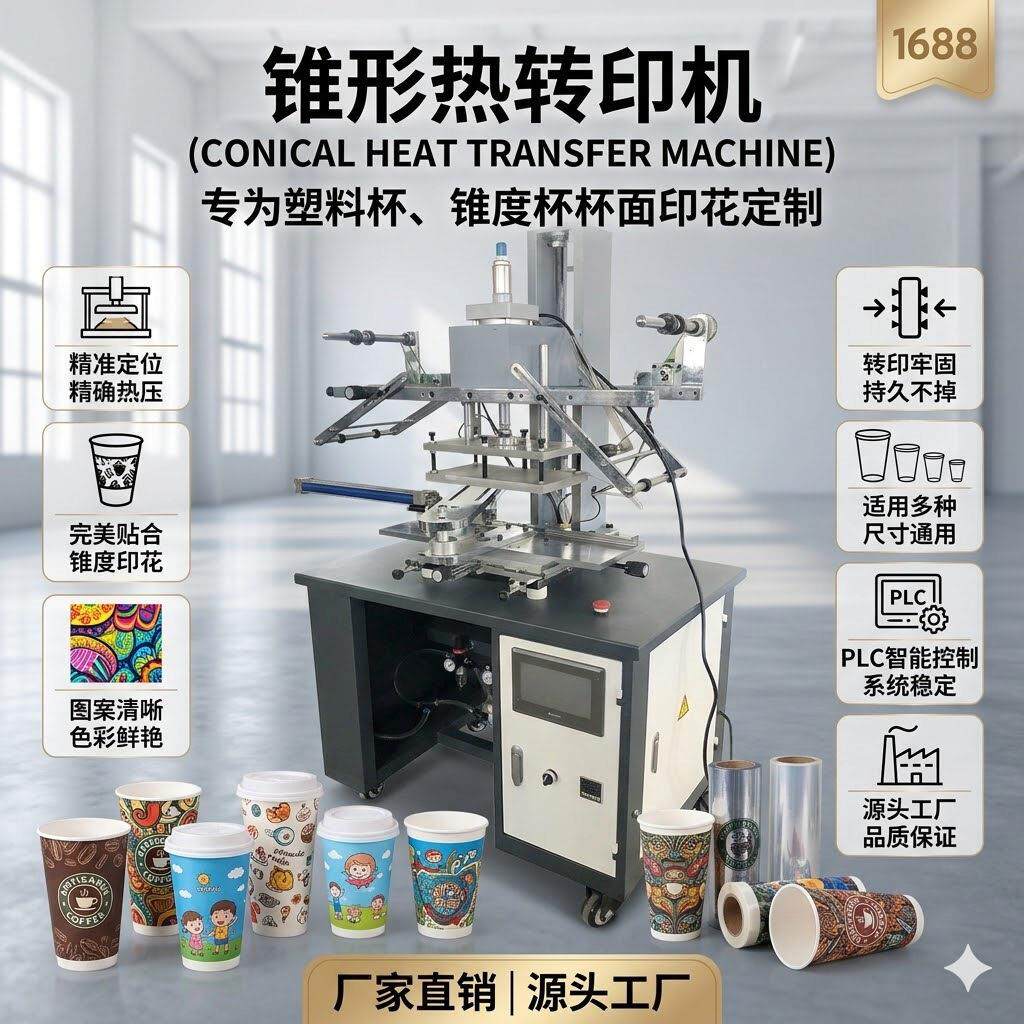 塑料杯杯面印花热转印机 锥度杯子图案热转印机 多功能烫金印刷机