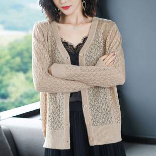 女外搭防晒外套桑蚕丝空调衫 衫 加肥加大 针织开 中年妈妈春夏薄款