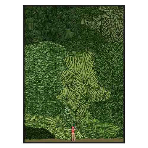 小清新绿色风景装饰画现代简约插画抽象民宿酒店公寓创意家居挂画