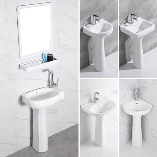 立柱盆小户型化妆室洗手盆落地式三角型洗脸盆迷你一体墙角洗手池