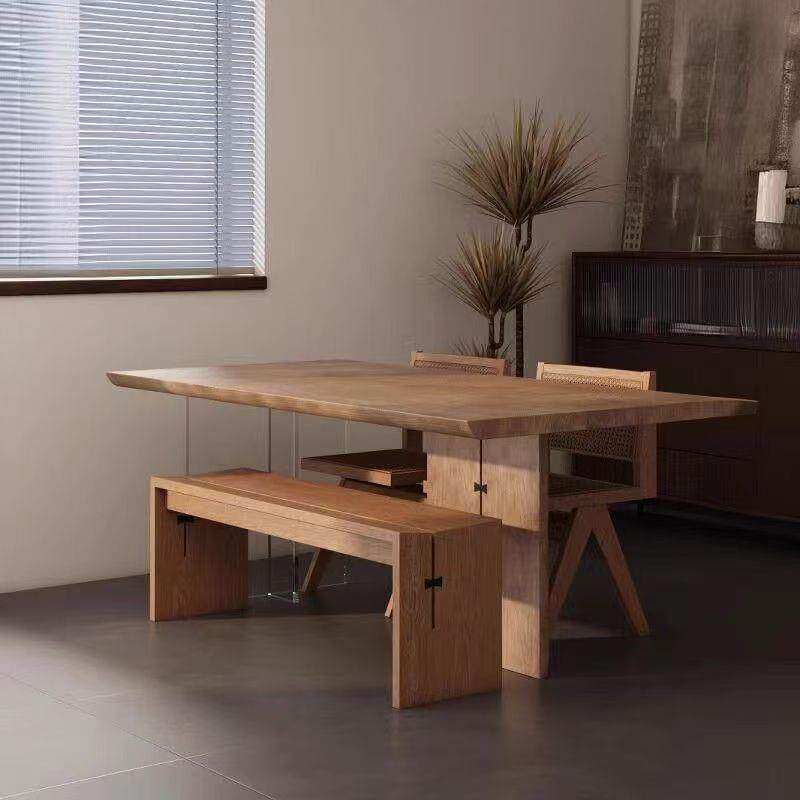 北欧原木泡茶桌实木餐桌椅组合松木茶台简约办公桌大板桌书桌长桌