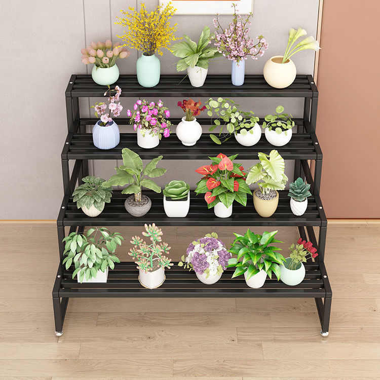阳台花架落地式多层带轮铁艺户外庭院室内多肉花盆架置物架阶梯式