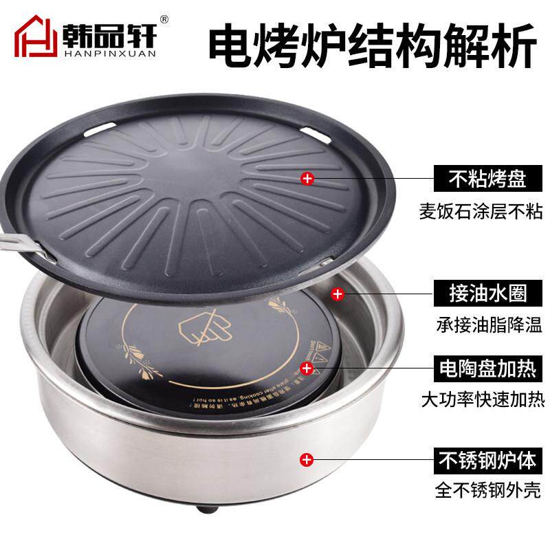 韩式商用光波红外线电烤炉上排烟圆形镶嵌式烤肉炉节能烤肉锅