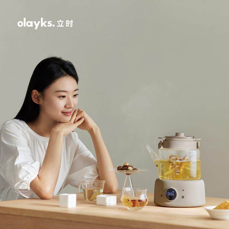 olayks欧莱克立时水灵全玻璃养生壶纯玻璃家用办公室小型煮花茶器