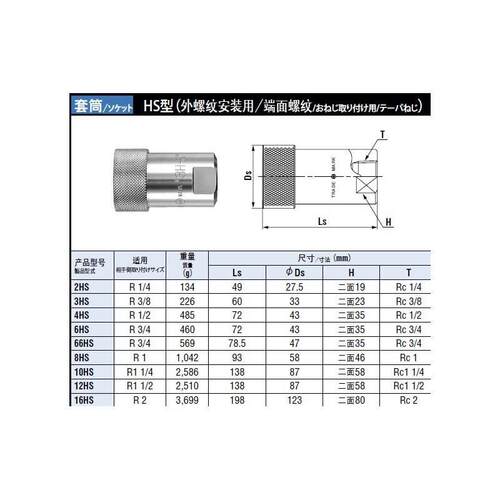 日东NITTO高压用HSP系列 进口3/8外螺纹安装套筒3HS 快速接头母头