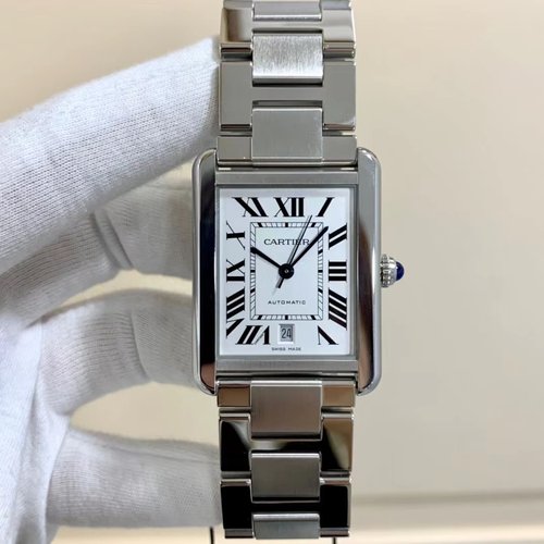 一口价[9.8新]卡地亚大号坦克系列精钢自动机械手表男表W5200028