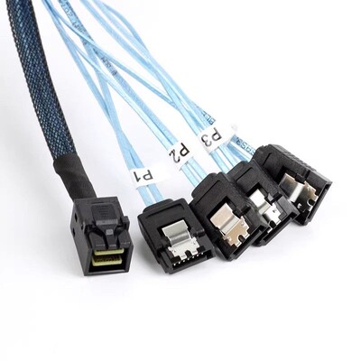 全新正向12G MiniSAS HD SFF-8643转4SATA阵列卡服务器背板连接线