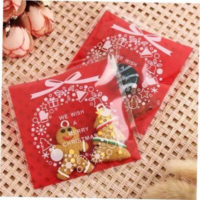 100PCS/Pack Christmas Santa Plastic Gift Bags Christmas Cook