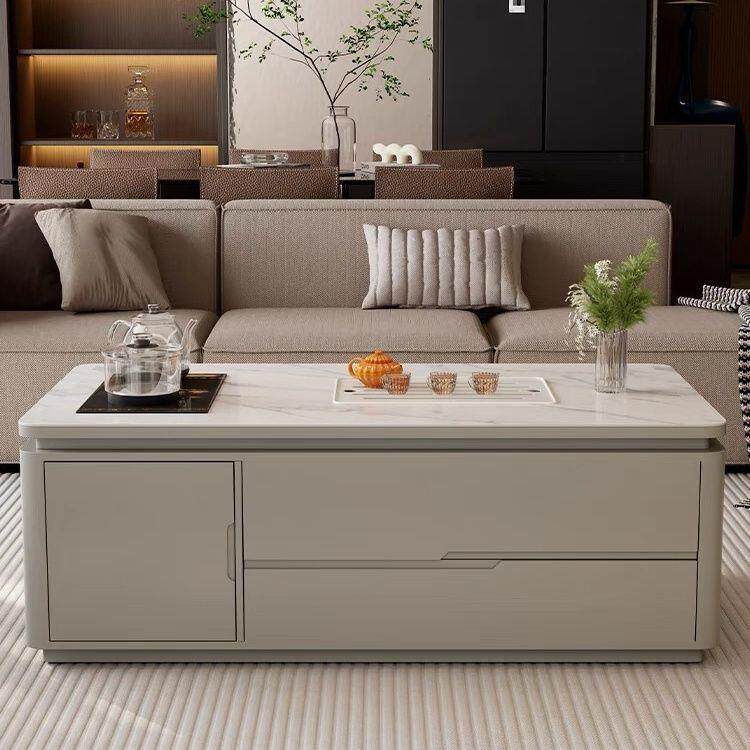 轻奢两用岩板现代高档功夫多功能茶几简约客厅茶桌家用免安装一体
