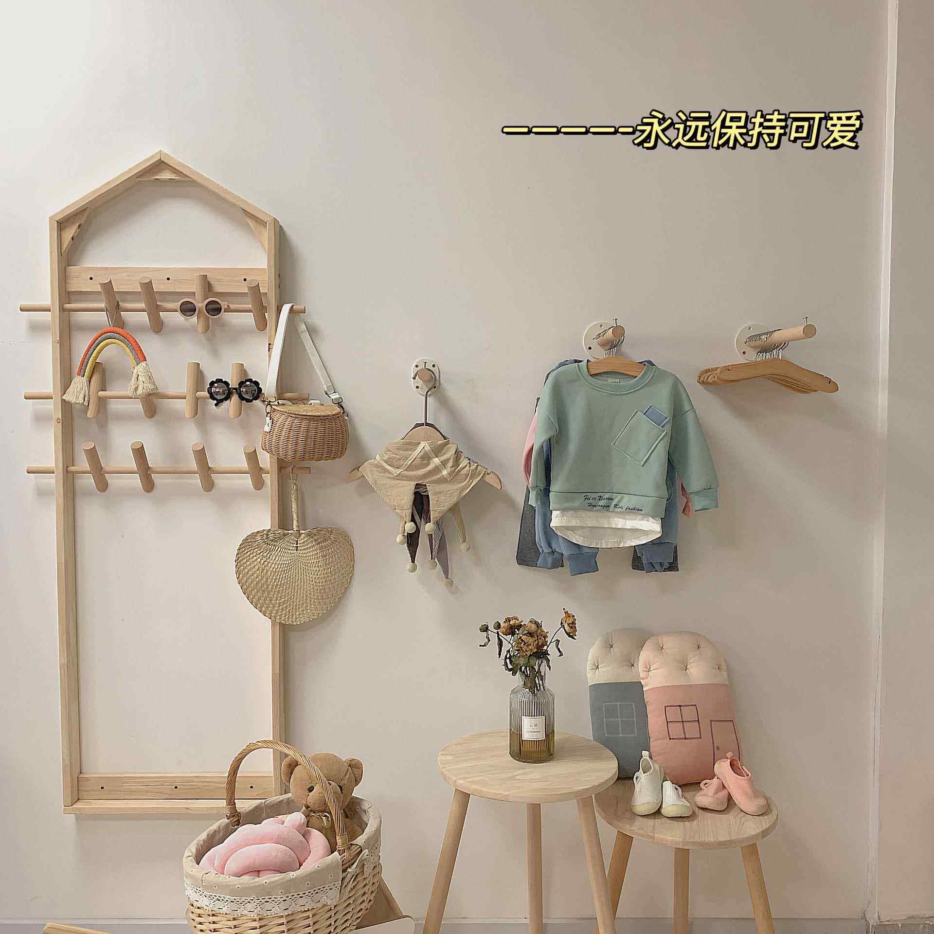 新款直销童装店服装店上墙衣帽架衣挂正挂可挂多件陈列展示衣架正