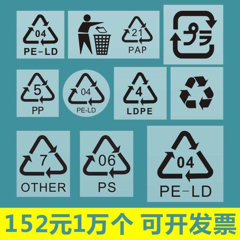 出口循环标贴透明04 OPP袋4LDPE环保日文回收图标贴纸标签不干胶