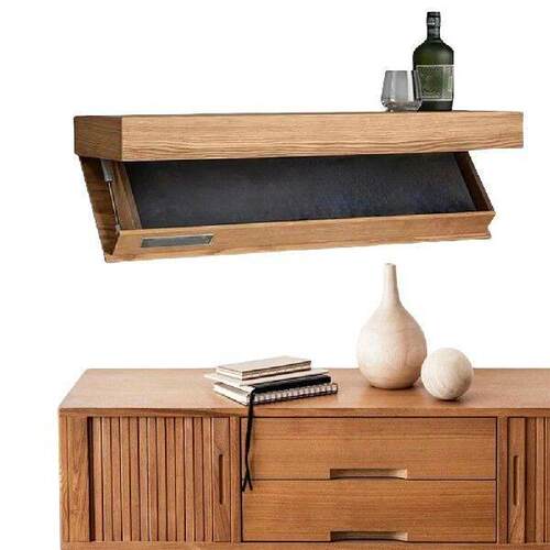 Wooden Magic Flap Shelf with Secret Compartment Concealed