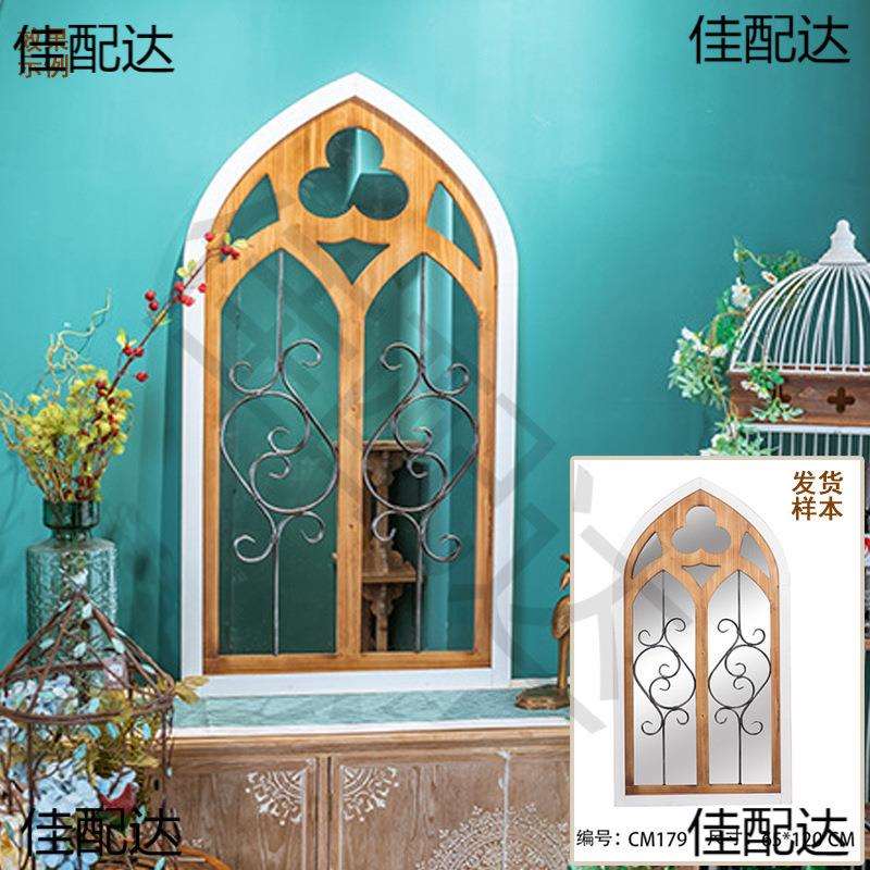 墙面假窗户布景道具黑板挂壁置物架窗框店面留言板庭园装饰品树脂