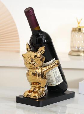 新款直销红酒架摆件法斗犬创意轻奢高档客厅家居玄关餐边电视柜酒