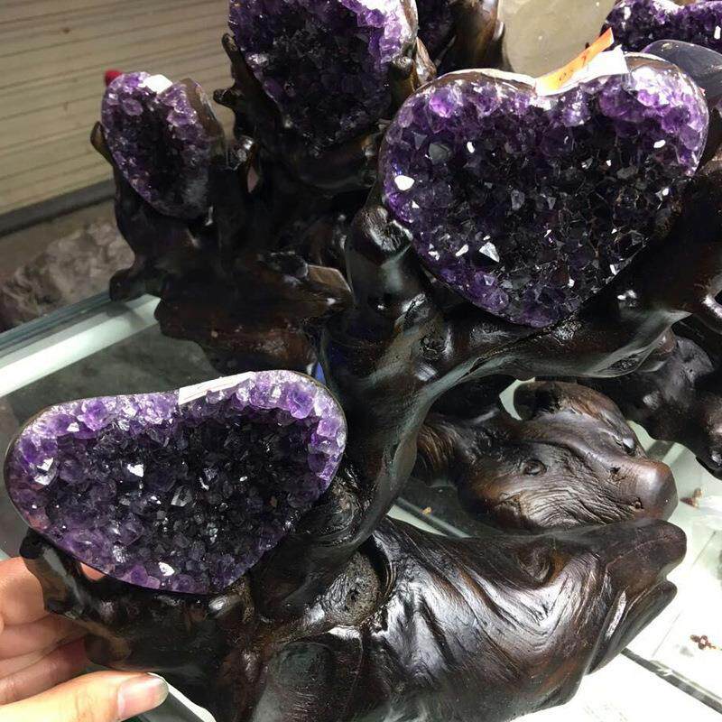 天然紫晶洞紫晶块紫水晶紫晶簇紫晶爱心玛瑙聚宝盆宝石摆件kg