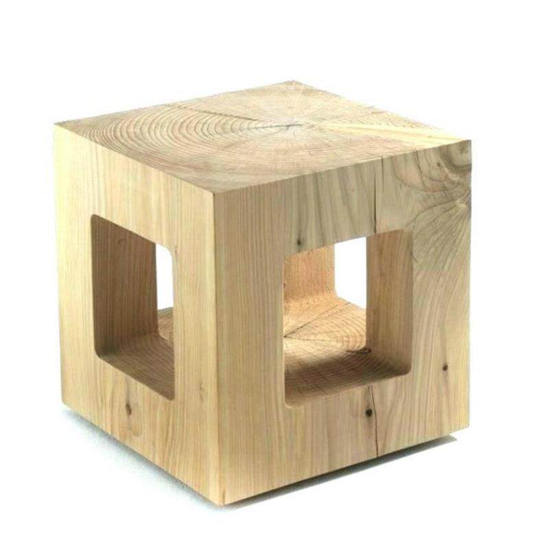 北欧创意方形实木凳 木墩原木茶几 根雕花架天然树桩 木墩子底座