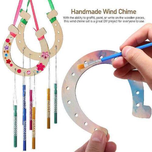 Wooden Wind Chimes Handmade Horseshoe Shaped Craft DIY