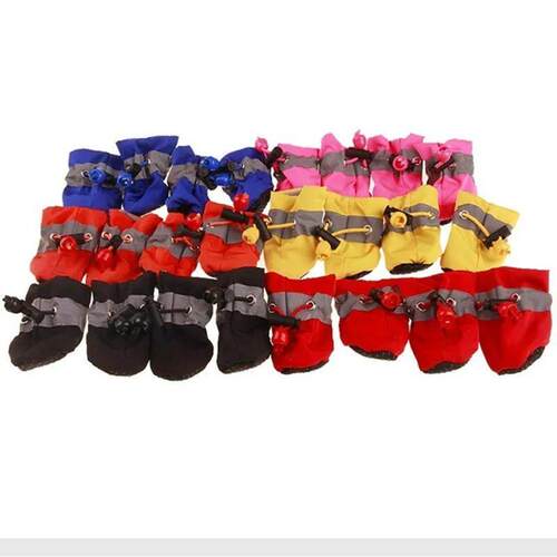 4pcs/set Waterproof Pet Dog Shoes Anti-slip Rain Boots Foot