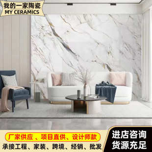 轻奢1200×2400岩板别墅客厅沙发电视背景墙装 新款 饰连纹亮光岩板