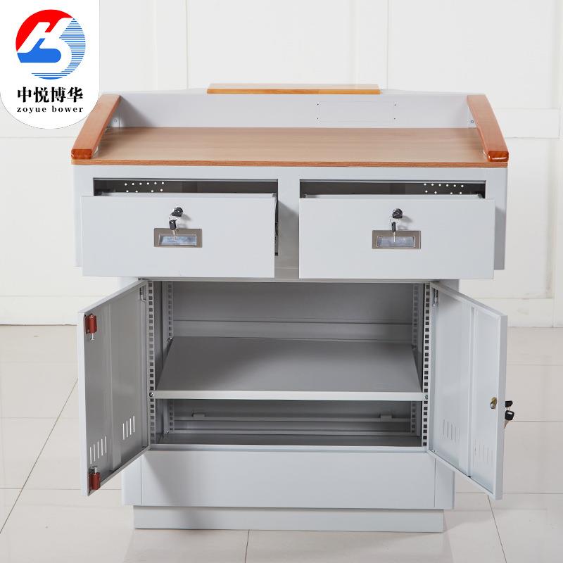 校园家具木质桌面讲桌阶梯教室演讲台钢制多媒体讲台教师学校讲桌