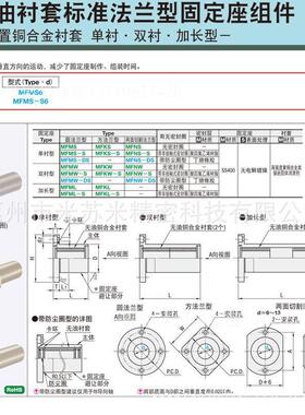 无油衬套标准法兰型固定座组件 MFML16/20/25/30代替米苏米ISUMI