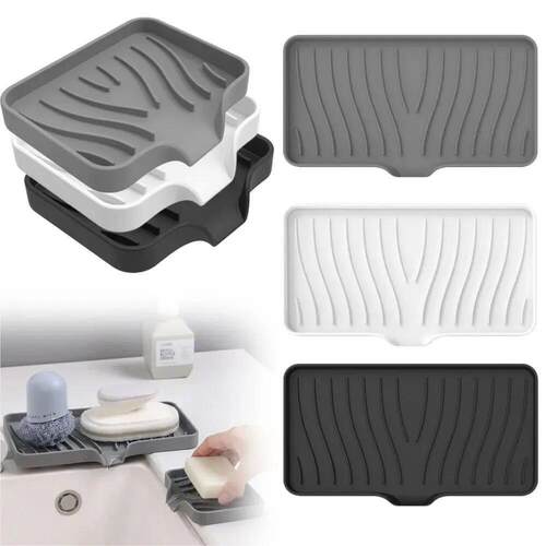 1 Pcs Silicone Soap Tray/Stand, Self-Draining Soap Pad,Multi