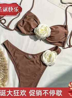 Bikini Beach tResort Swimsui比 17308727forw omen纯色基尼沙滩