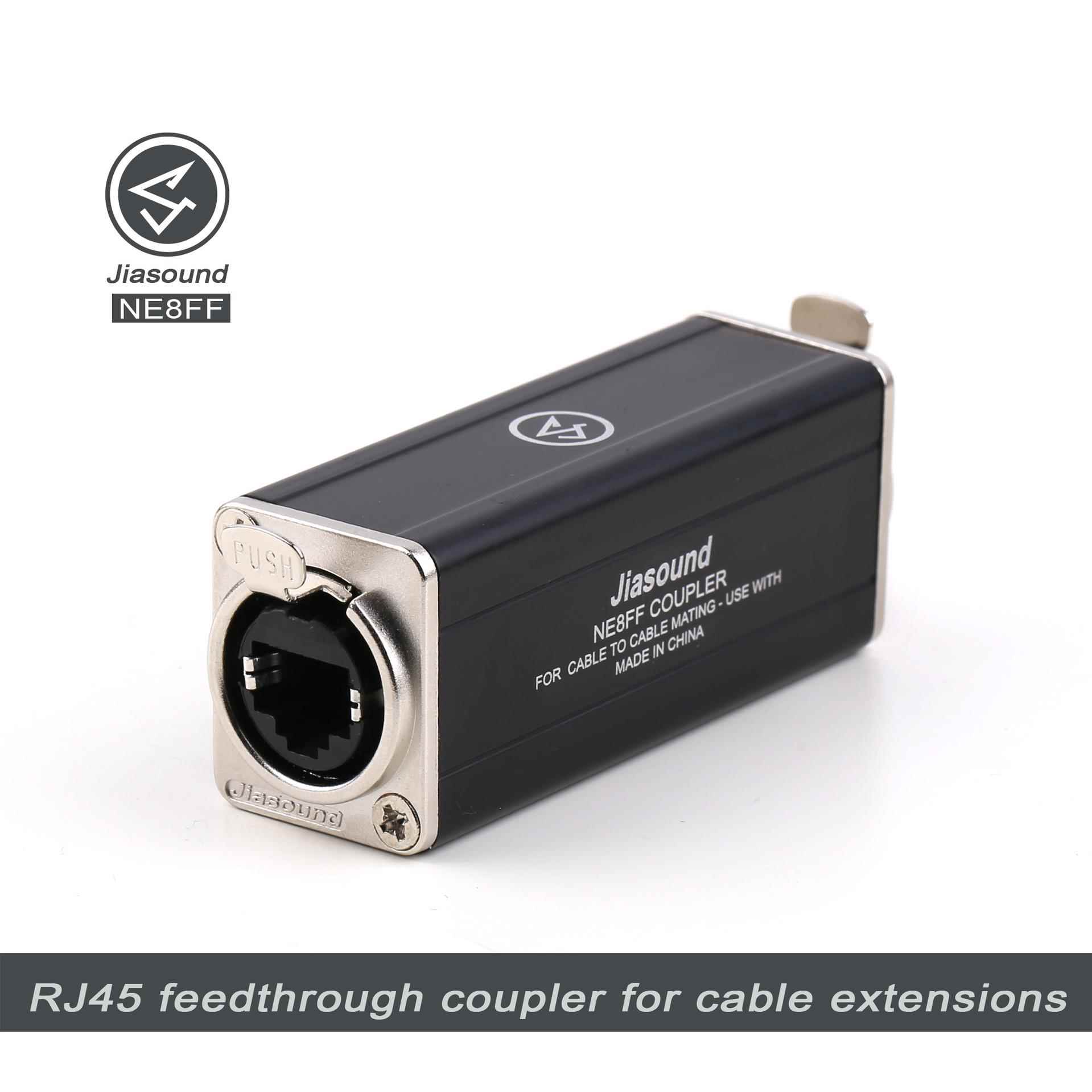 Jiasound网线双通耦合器RJ45网络对接转换器电缆延展连接器NE8FF