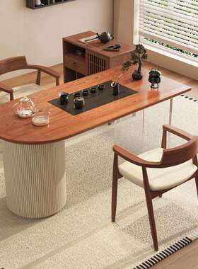 新中式实木茶台茶桌椅组合用亚克力原木阳现代简台ZWG约家功夫泡