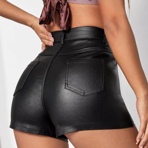 Elasticity Zipper Fitted Stretch Shorts Women Sexy Ladies