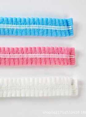 迈利厂家18-24英寸蓝色双筋一次性无纺布厨师防尘头套帽 条形帽