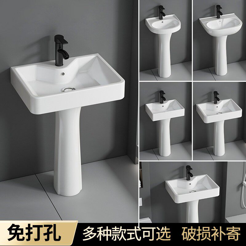 三角形洗手盆阳台立柱式洗脸盆卫生间墙角陶瓷一体立柱盆池小户型